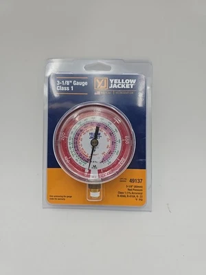 Yellow Jacket 49137 3-1/8" Red Pressure Gauge, °F, R-22/404A/410A - Image 1 of 2