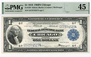 1918 $1 CHICAGO Federal Reserve Banknote, FR.729-PMG 45, Nice Example-Good Color - Picture 1 of 2