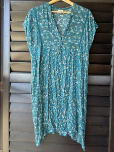 Knox Rose Women's Medium Blue Floral Boho Dress Pockets - Picture 1 of 7