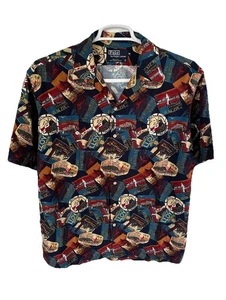 Vintage 80s Polo Ralph Lauren AOP Shirt Postcards  Made In USA Men’s Size Medium - Picture 1 of 6
