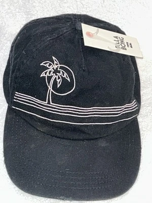 BILLABONG PALM TREE HAT CAP ADJUSTABLE STRAPBACK DISTRESSED BLACK NEW WITH TAGS - Image 1 of 4