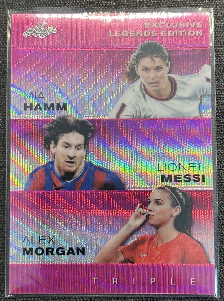 2024 Hoja Exclusiva Triple Mia Hamm, Lionel Messi, Alex Morgan Rosa/10 Foto 1 de 2
