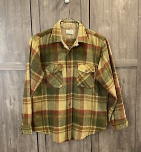 Vintage Hughes Hatcher/Suffrin Plaid Heavy Wool Flannel Shirt Sz L Charter Club