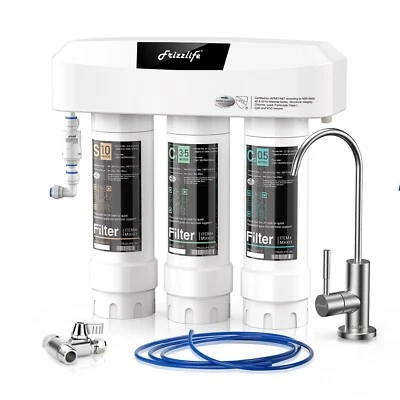 Frizzlife 3-Stage Under Sink Water Filter System-With Dedicated Faucet, SP99-New - Image 1 of 4