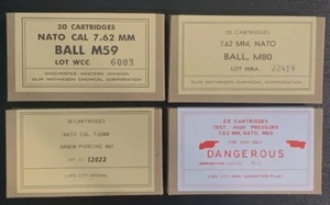 KOREA & VIETNAM WAR 7.62MM  M59/M60/M61 & M80 NEW REPLICA  AMMO BOX DISPLAY SET - Picture 1 of 11