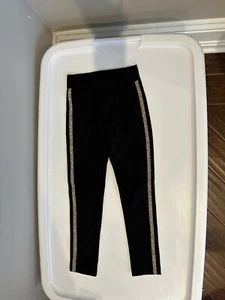 BEAUTIFUL Zara Girls Black Casual Pants Bead Gem Side Line Design 6 - Picture 1 of 7
