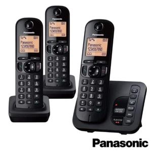 PANASONIC TGC223 CORDLESS TRIO PHONE WITH ANSWERING MACHINE BLACK KX-TGC223EB - Picture 1 of 7