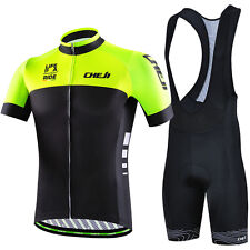 CHEJI Men's Cycling Kit Jersey & ( Bib) Shorts Bike Wear Set Fluorescent Green