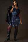 Nwt Anthropologie The Somerset Mini Dress Velvet Edition Size Plus 3X Blue