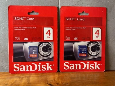 (NEW/SEALED) Bundle of (x2) SanDisk 4GB SDHC Card, OEM, Flash Memory, Class 2 - Image 1 of 2