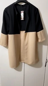 boohoo plus colour block 3 quarter sleeve duster stone size 16 brand new withtag - Picture 1 of 8