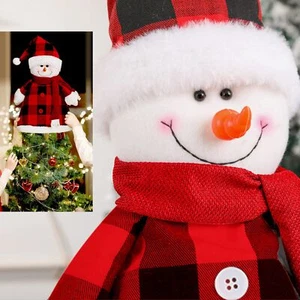 Schneemann Weihnachtsbaum Topper Dekorationen 26 Zoll groß rustikal Büffel kariert H... - Bild 1 von 6