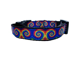 Blue Ram Tie Dye collar 3/4 inch width adjustable cute dog collar - Picture 1 of 5