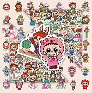 Paquete de 80 pegatinas de dibujos animados divertidas y lindas - calcomanías de PVC reutilizables para monopatines - Imagen 1 de 8