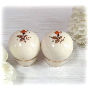 VTG Triumph American Limoges Vermillion Rose Salt & Pepper Shakers Set w Stopper - Picture 1 of 4