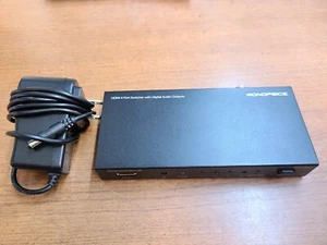 MONOPRICE HDX-401TA HDMI 4 PORT SWITCHER WITH DIGITAL AUDIO OUTPUTS & AC ADAPTER - Picture 1 of 3