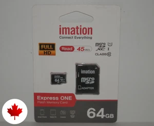 Carte mémoire micro SD 64 Go + adaptateur, Imation Express One (classe 10) neuf, scellé - Photo 1 sur 6