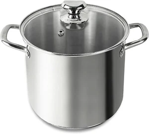 Induction Stock Pot 24cm, 5L Stainless Steel Pot with Glass Lid | Non-Stick Pot - Picture 1 of 12