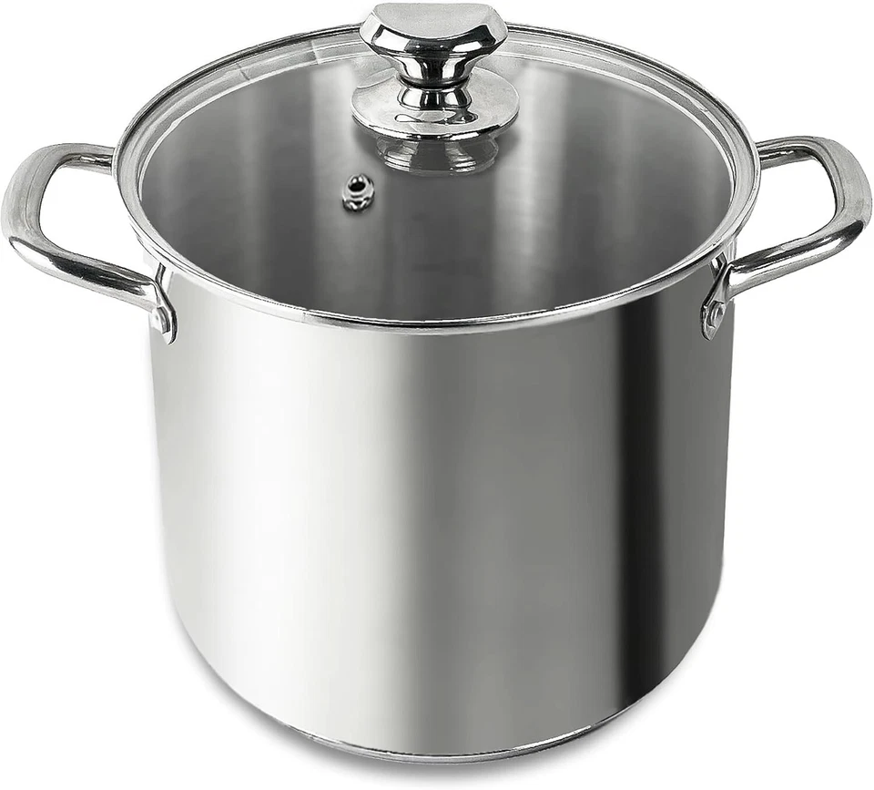 Homatz Cooking Pot Large Non-Stick Stainless Stelel Pot with Lid, Induction Base
