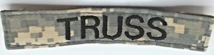 TRUSS GENUINE US ARMY ISSUE PAINTBALL ETC NAME TAPE CLOTH BADGE ACU HOOK - Picture 1 of 1