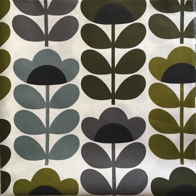 25cm W x 100cm L Orla Kiely Sweet Pea in Sea Blue Lightweight Cotton Fabric New - Image 1 of 4