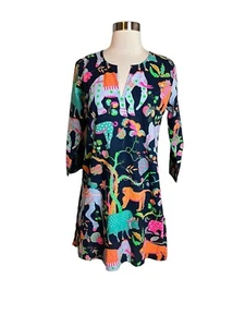 Top túnica Gretchen Scott para mujer talla XS azul colorido animal reino cuello en V - Imagen 1 de 6