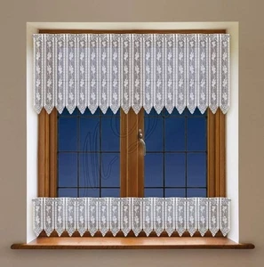 Modern CAFE NET CURTAIN price per metre drop 12",24"or35" ready to hang White - Picture 1 of 3
