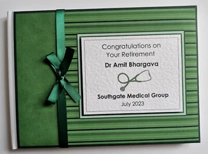 Personalised Doctor retirement guest book, green retirement guest book, gift - Picture 1 of 5