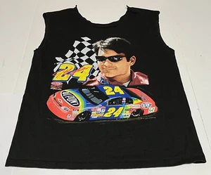 Vintage Nascar Jeff Gordon Black T Shirt Cutoff Sleeves And Neck 1997 Mens Large - Picture 1 of 9