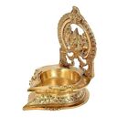 Brass Lord Gajalakshmi Diya Lamp Antique Handicraft Height 7 Inch