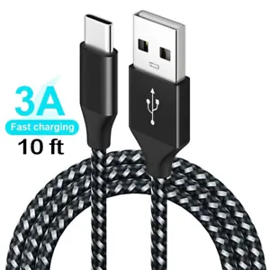 Braided USB C Type-C Fast Charging Data SYNC Charger Cable Cord 3/6/10FT - Picture 1 of 18