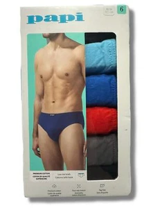 PAPI HERREN SLIPS X6 - 231 ROYAL ROT - MEDIUM - BAUMWOLLE UNTERWÄSCHE NIEDRIGE BUND 6ER PACK - Bild 1 von 2