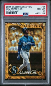 Ken Griffey Jr. 2024 Topps Chrome Gilded Gold Wave /75 PSA Gem Mint 10! Mariners - Picture 1 of 2