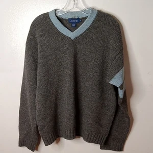 J. Crew Men's Size Medium Vintage V-Neck Gray and Blue Sweater. 100% Wool - Picture 1 of 7