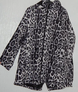 MARISOTA SIZE 22 BLACK/WHITE ANIMAL PRINT HOODED LINEDPACKABLE RAINCOAT - Picture 1 of 3
