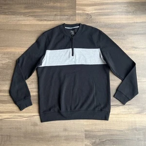 Alfani Men’s Pullover Quarter Zip Sweatshirt Black Medium Stretch Cotton Blend - Picture 1 of 10