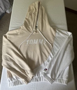 Tommy Hilfiger Hoodie Womens XXL 2X Hooded Sweatshirt Spellout Sport Cropped - Picture 1 of 8