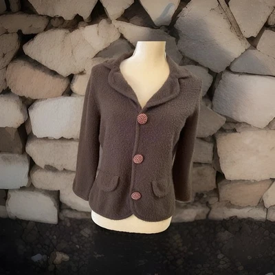 Suéter Blazer De Colección Marrón Oscuro A Medida Academia Rosa Perla Racimo Botones M/L Foto 1 de 2