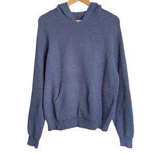 Edikted Wynter Oversized Knit Hoodie Women’s Medium Navy Blue - Picture 1 of 5