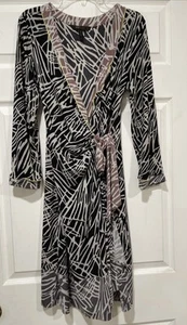 Abito donna BCBG MaxAzria avvolgente scollo a V TG M festa cocktail manica lunga - Foto 1 di 8