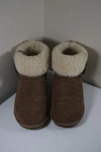 BearPaw Boots Womens 10 Abby Short Shearling Brown Suede Leather Pull On Wool - Picture 1 of 9