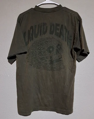 Liquid Death Drinks Skull Head Army 绿色 T 恤 S GUC 42 胸围大号 — 第 1/4 张图片