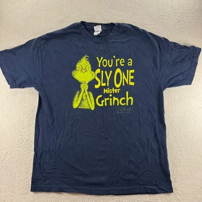 Dr Seuss 2006 Y2K You're a Sly One Mr Grinch Graphic TShirt XL Christmas Cartoon - Image 1 of 4