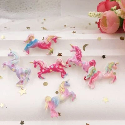Colorful Kawaii Resin Unicorn Flatback Stone Scrapbook DIY Decor Home Crafts 6pc - Image 1 of 4