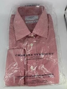 Charles Tyrwhitt Red Bengal Stripe Slim Fit Shirt 17" TD024 VV 01 - Picture 1 of 3