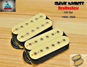 G.M. HexBucker Hight Output Humbucker Set (50mm,52mm) IvoryCream, Chrome poles - Picture 1 of 10