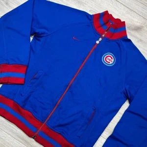 Nike Chicago Cubs Youth Track Jacket Large MLB Full Zip Blue Red 90's Vintage - Picture 1 of 21
