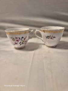Royal Grafton floral spring pattern pair of tea cups - 8.2cm top dia - - Picture 1 of 7