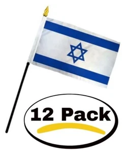 Israel Flag 4x6in Stick Flag Small Handheld Israeli Flag 4" x 6" 12 PACK - Picture 1 of 3