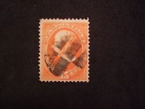 US 163 Daniel Webster orange 15 Cent large banknote Used cork cancel - Picture 1 of 11
